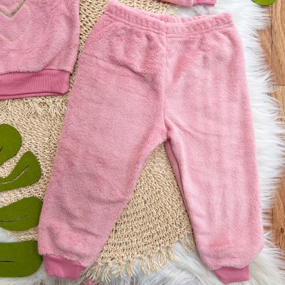 Conj. Casaco Três Corações e Calça de Pelinho - Rose